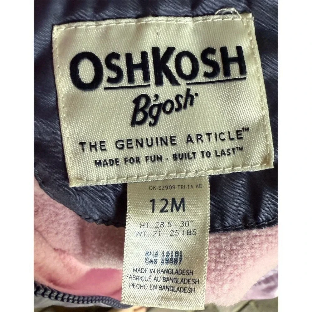 OshKosh B'gosh‎ Baby Girls' Multicolor Hooded Fashion Jacket coat 12months ombré